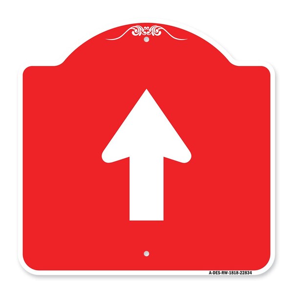 Straight Thru Sign-Straight Thru Sign, Red & White Aluminum Sign, 18" x 18", RW-1818-22834